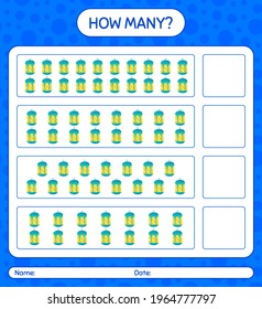 How many counting game with arabic lantern. worksheet for preschool kids, kids activity sheet, printable worksheet