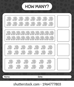 How many counting game with arabic teapot. worksheet for preschool kids, kids activity sheet, printable worksheet