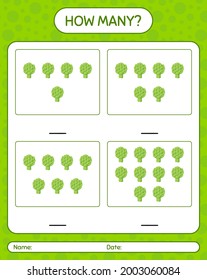 How many counting game with artichoke. worksheet for preschool kids, kids activity sheet, printable worksheet