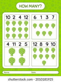 How many counting game with artichoke. worksheet for preschool kids, kids activity sheet, printable worksheet