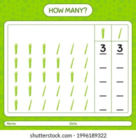 How many counting game with asparagus. worksheet for preschool kids, kids activity sheet, printable worksheet