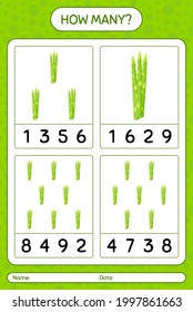 How many counting game with asparagus. worksheet for preschool kids, kids activity sheet, printable worksheet