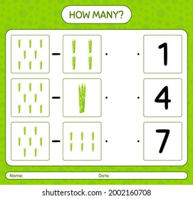 How many counting game with asparagus. worksheet for preschool kids, kids activity sheet, printable worksheet