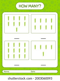 How many counting game with asparagus. worksheet for preschool kids, kids activity sheet, printable worksheet