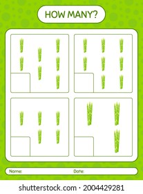 How many counting game with asparagus. worksheet for preschool kids, kids activity sheet, printable worksheet