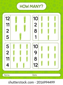 How many counting game with asparagus. worksheet for preschool kids, kids activity sheet, printable worksheet