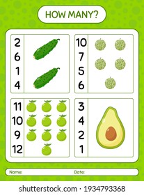 Cuántos de los que cuentan el aguacate, cantaloupe. hoja de trabajo para niños de preescolar, hoja de actividades para niños, hoja de trabajo imprimible