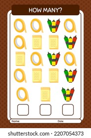 How many counting game with back to school icon. worksheet for preschool kids, kids activity sheet