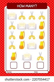 How many counting game with back to school icon. worksheet for preschool kids, kids activity sheet