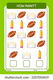 How many counting game with back to school icon. worksheet for preschool kids, kids activity sheet