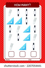 How many counting game with back to school icon. worksheet for preschool kids, kids activity sheet