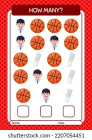 How many counting game with back to school icon. worksheet for preschool kids, kids activity sheet