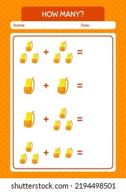 Cuántos juegos de conteo con mochila. hoja de trabajo para niños de preescolar, hoja de actividades para niños