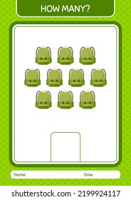 How many counting game with backpack. worksheet for preschool kids, kids activity sheet