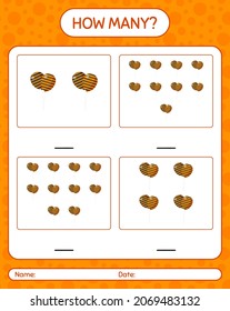 How many counting game with balloon. worksheet for preschool kids, kids activity sheet