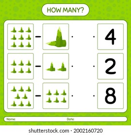 How many counting game with bamboo shoot. worksheet for preschool kids, kids activity sheet, printable worksheet
