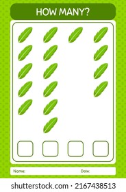 How many counting game with banana leaf. worksheet for preschool kids, kids activity sheet