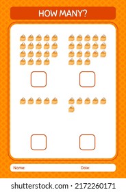 How many counting game with basket bag. worksheet for preschool kids, kids activity sheet