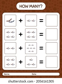 How many counting game with bat. worksheet for preschool kids, kids activity sheet