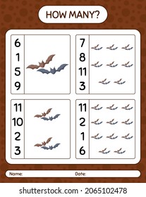 ¿Cuántos juegos de conteo con murciélago? hoja de trabajo para niños de preescolar, hoja de actividades para niños