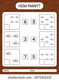 Wie viele zählen Spiel mit Fledermaus. Arbeitsblatt für Vorschulkinder, Kinderaktivität