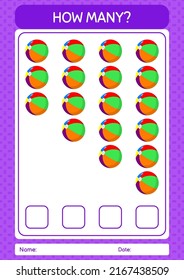 How many counting game with beach ball. worksheet for preschool kids, kids activity sheet