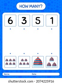 How many counting game with beanie. worksheet for preschool kids, kids activity sheet
