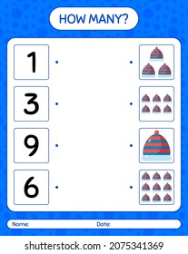 How many counting game with beanie. worksheet for preschool kids, kids activity sheet