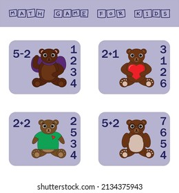 How many counting game with  bears. Preschool worksheet, kids activity sheet, printable worksheet
