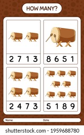 How many counting game with bedug drum. worksheet for preschool kids, kids activity sheet, printable worksheet