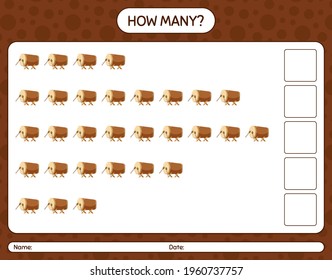 How many counting game with bedug drum. worksheet for preschool kids, kids activity sheet, printable worksheet