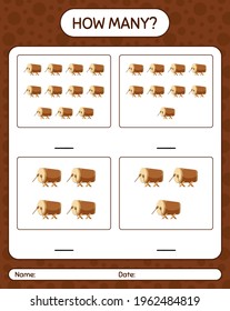 How many counting game with bedug drum. worksheet for preschool kids, kids activity sheet, printable worksheet