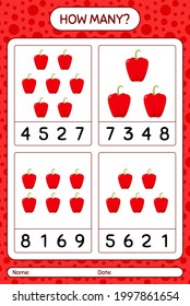How many counting game with bell pepper. worksheet for preschool kids, kids activity sheet, printable worksheet