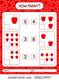 How many counting game with bell pepper. worksheet for preschool kids, kids activity sheet, printable worksheet