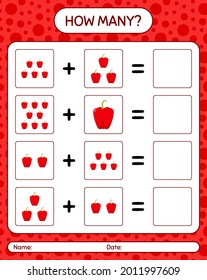 How many counting game with bell pepper. worksheet for preschool kids, kids activity sheet, printable worksheet