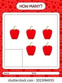 How many counting game with bell pepper. worksheet for preschool kids, kids activity sheet, printable worksheet