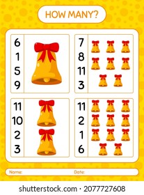 How many counting game with bell. worksheet for preschool kids, kids activity sheet