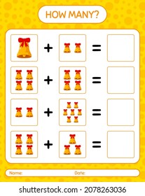 How many counting game with bell. worksheet for preschool kids, kids activity sheet