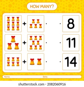 How many counting game with bell. worksheet for preschool kids, kids activity sheet