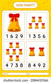 How many counting game with bell. worksheet for preschool kids, kids activity sheet
