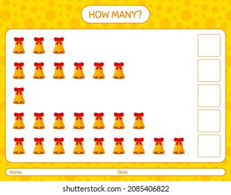 How many counting game with bell. worksheet for preschool kids, kids activity sheet