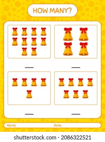 How many counting game with bell. worksheet for preschool kids, kids activity sheet