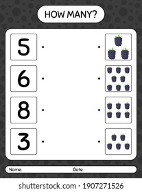 How many counting game with blackberry. worksheet for preschool kids, kids activity sheet, printable worksheet