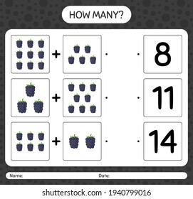 How many counting game with blackberry. worksheet for preschool kids, kids activity sheet, printable worksheet