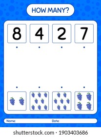 How many counting game with blueberry. worksheet for preschool kids, kids activity sheet, printable worksheet

