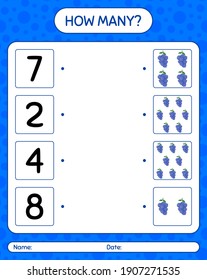 How many counting game with blueberry. worksheet for preschool kids, kids activity sheet, printable worksheet