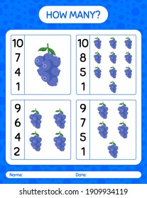 How many counting game with blueberry. worksheet for preschool kids, kids activity sheet, printable worksheet