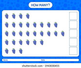 How many counting game with blueberry worksheet for preschool kids, kids activity sheet, printable worksheet
