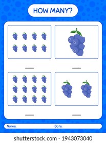 How many counting game with blueberry worksheet for preschool kids, kids activity sheet, printable worksheet
