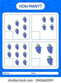 How many counting game with blueberry worksheet for preschool kids, kids activity sheet, printable worksheet